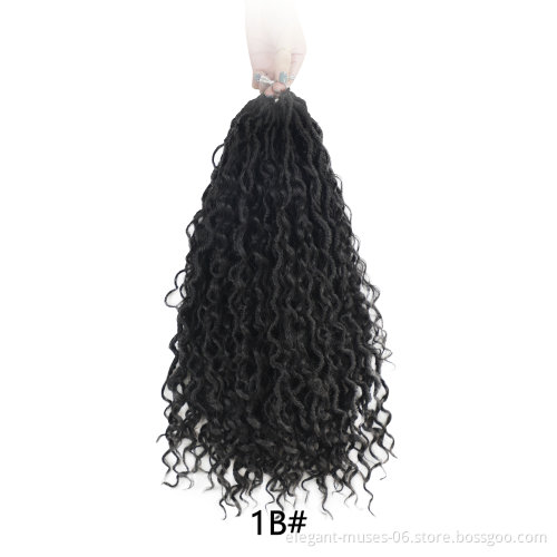 Ombre Color 14 18 Inch Curly Faux Locs Crochet Hair Extensions River Locs Crochet Goddess Faux Locs Braid